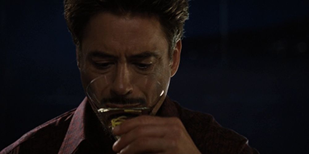 Tony Stark drinking a martini in Iron Man 2