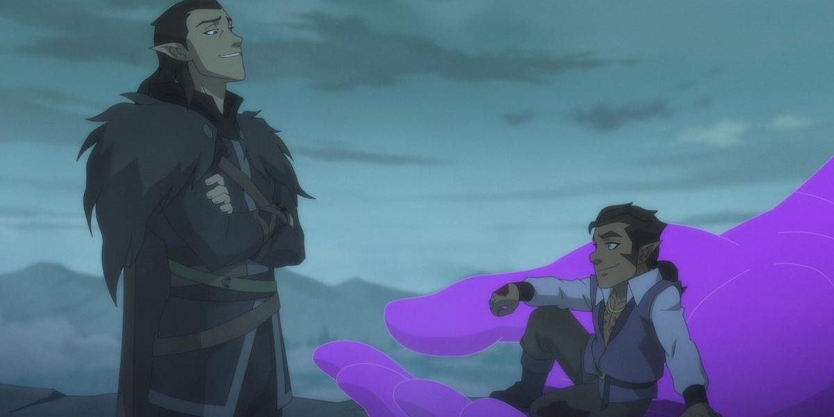 Vax e Scanlan de Vox Machina parecendo pensativos