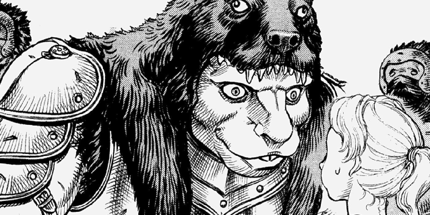 Wyald threatens a kid in Berserk manga.