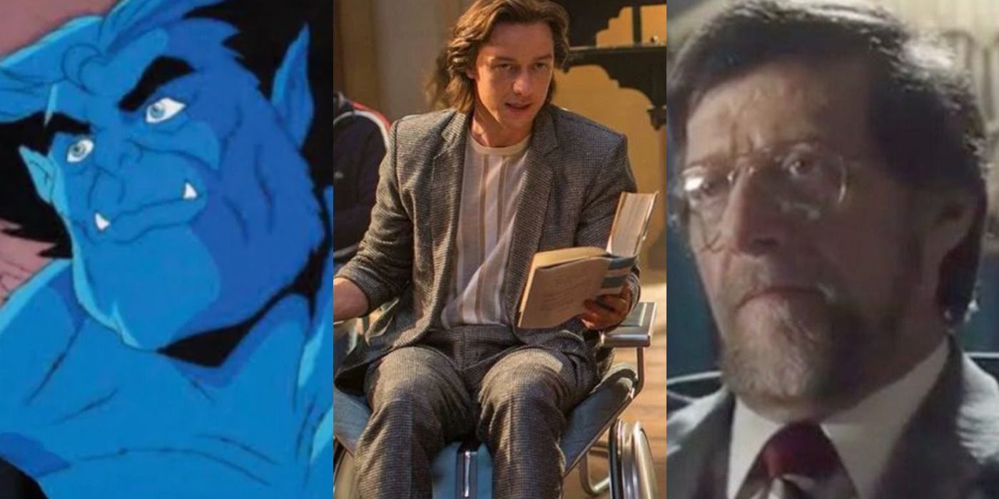 A split image features the animated X-Men Beast, a young live action Charles Xavier, and Len Wein in an X-Men cameo