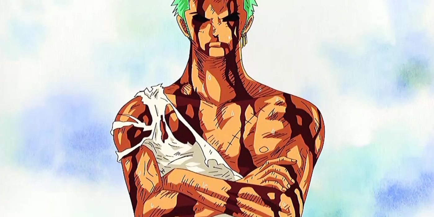 Roronoa Zora in the Nothing Happened Scene in One Piece.