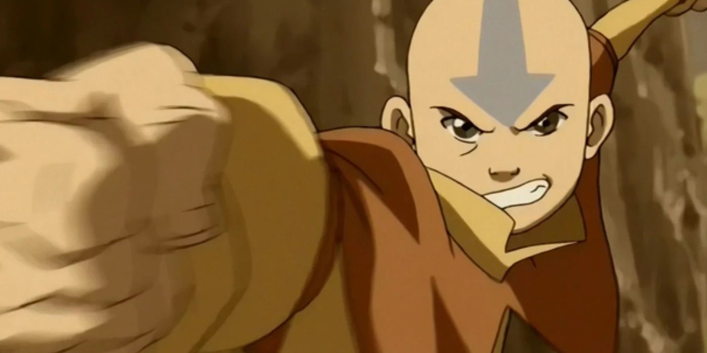 Aang attacking in Avatar