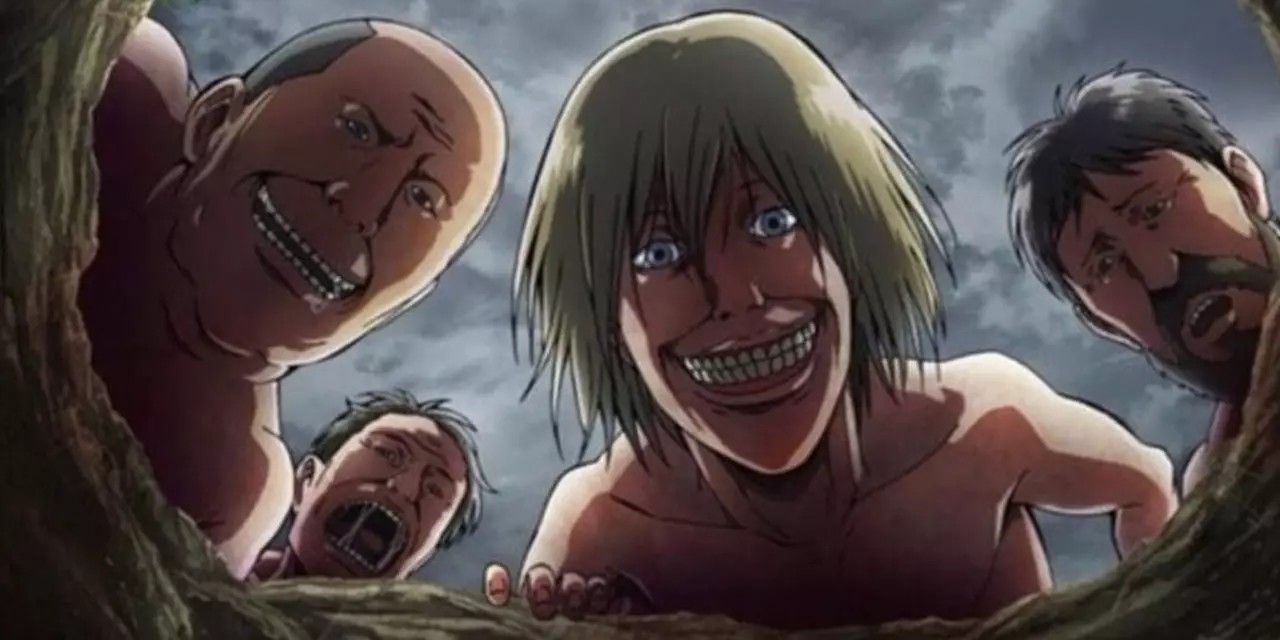 Pure Titans in Attack on Titan eat people