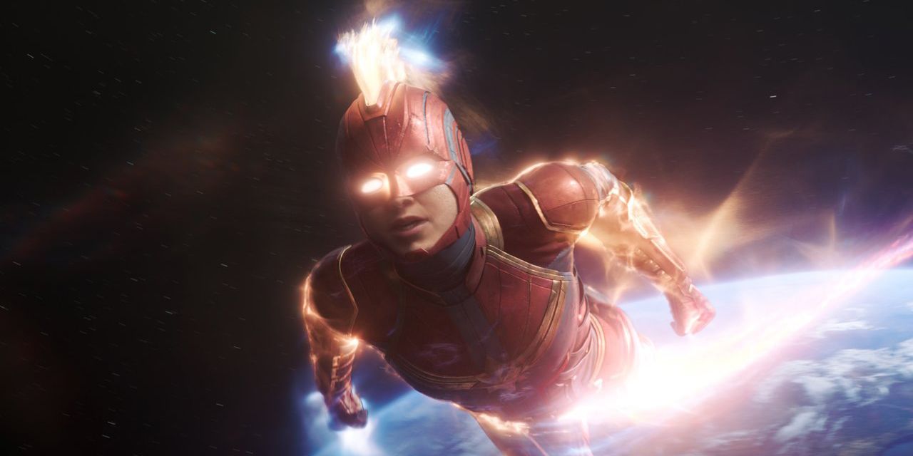 captain marvel going binary and flying in space