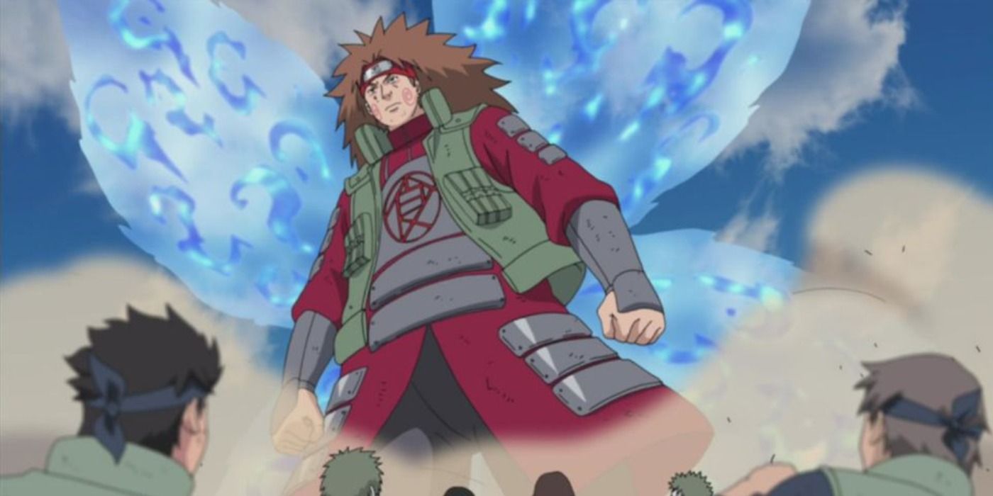 Choji helping the Shinobi forces in Naruto.