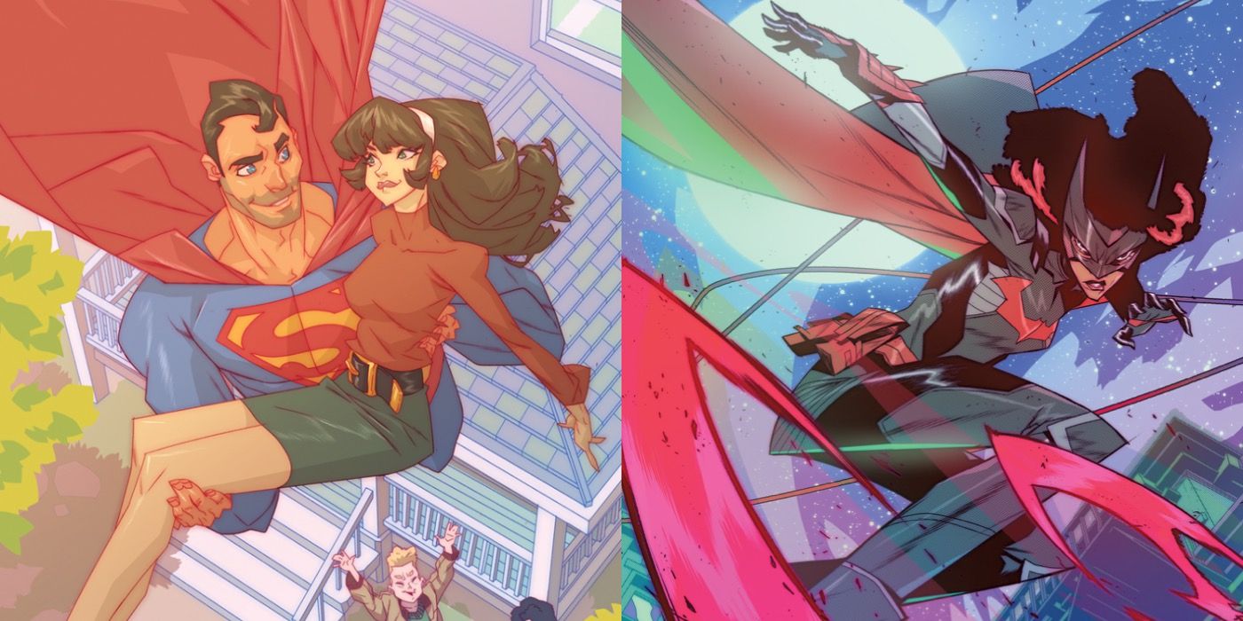 two panels earth-prime #1 and #2 covers by kim jacinto with superman and lois and batwoman