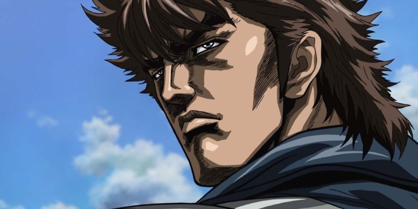 Kenshiro from the Fist of the North Star anime looking over his shoulder with serious expression