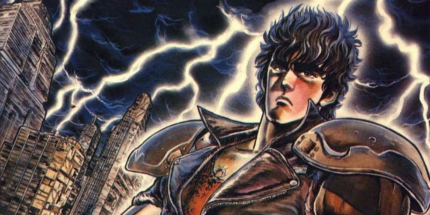 Kenshiro standing against a lightning background in the Fist of the North Star manga