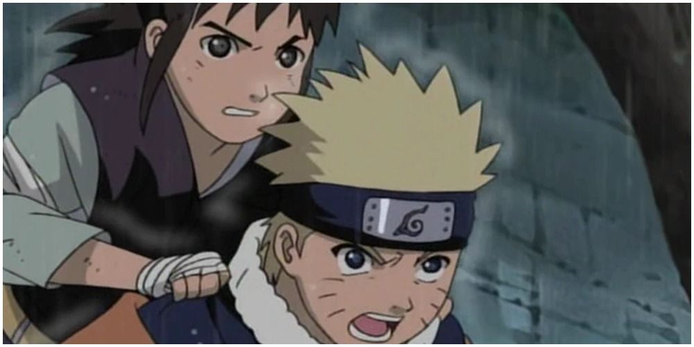 Idate being carried by naruto