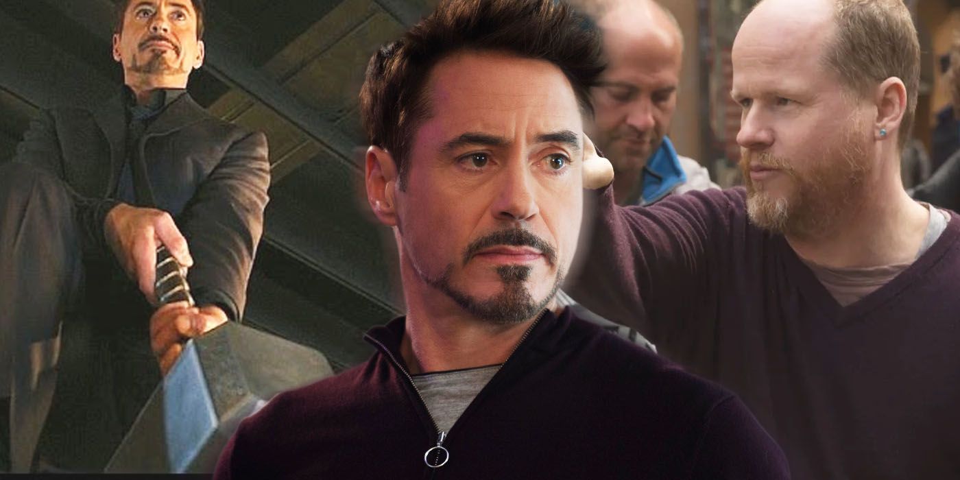 Tony Stark in Age of Ultron next to an image of Joss Whedon.
