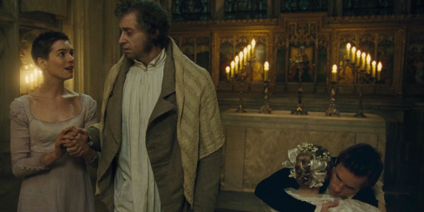 les miserables: anne hathaway and jean valjean