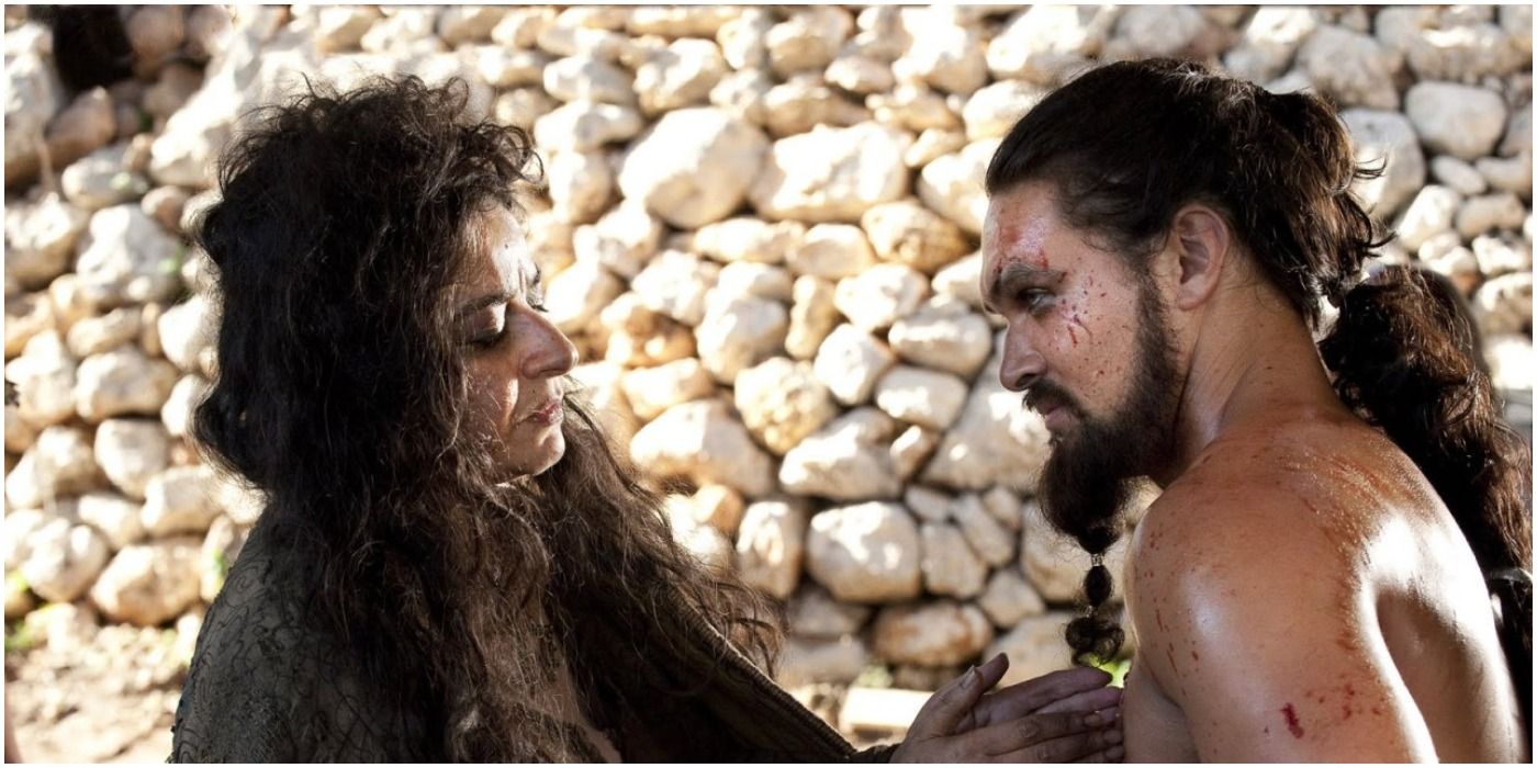 Mirri Maz Duur and Khal Drogo in Game of Thrones