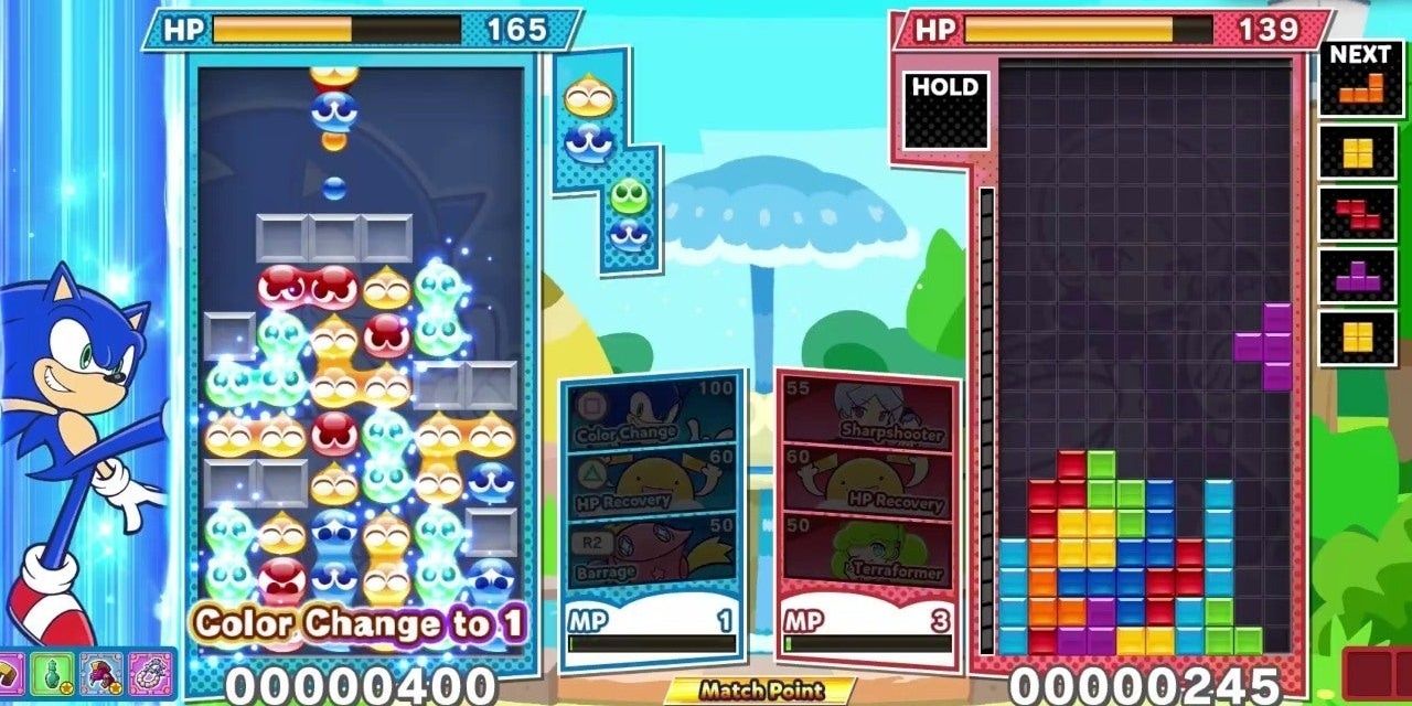An image of actual gameplay from Puyo Puyo, also known as Tetris 2