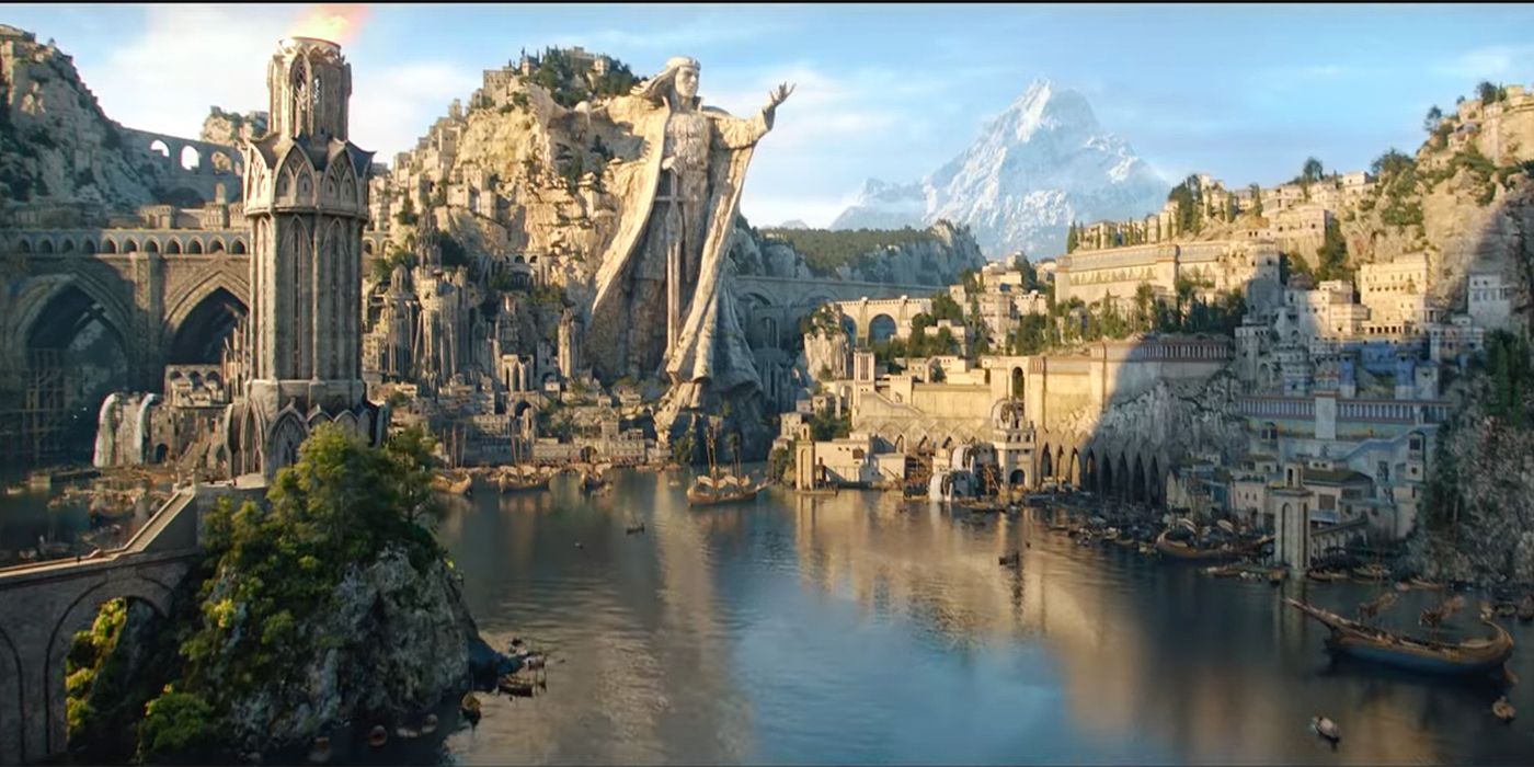 The great city of Numenor from The Lord of the Rings: The Rings of Power