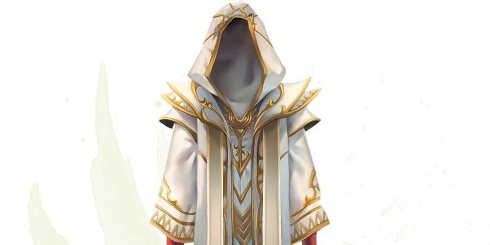 A white and gold robe of the archmagi magic item from DnD 5e's Dungeon Master's Guide.