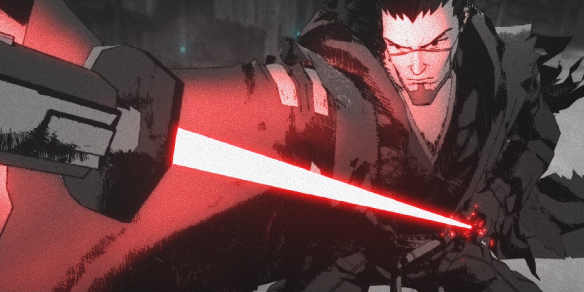 A renegade Sith fights in Star Wars: Visions: The Duel