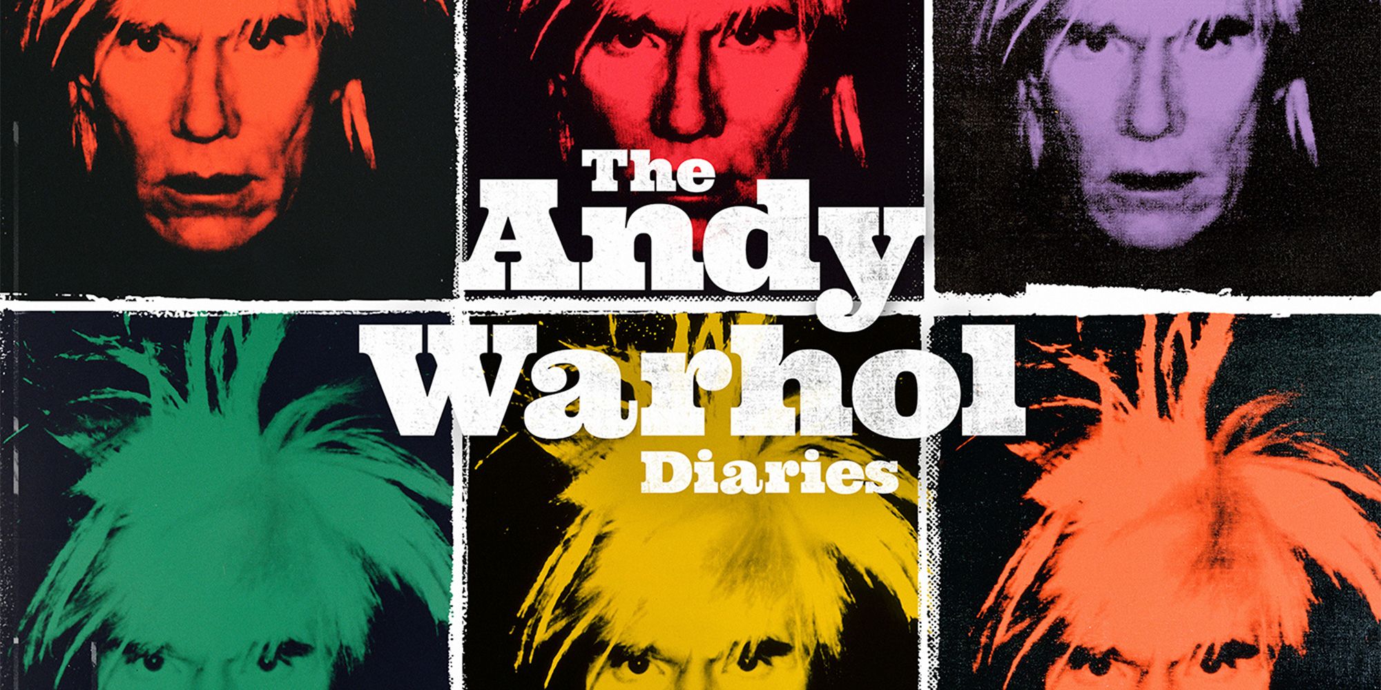 Andy Warhol portraits in different colors, a cover for the Andy Warhol Diaries
