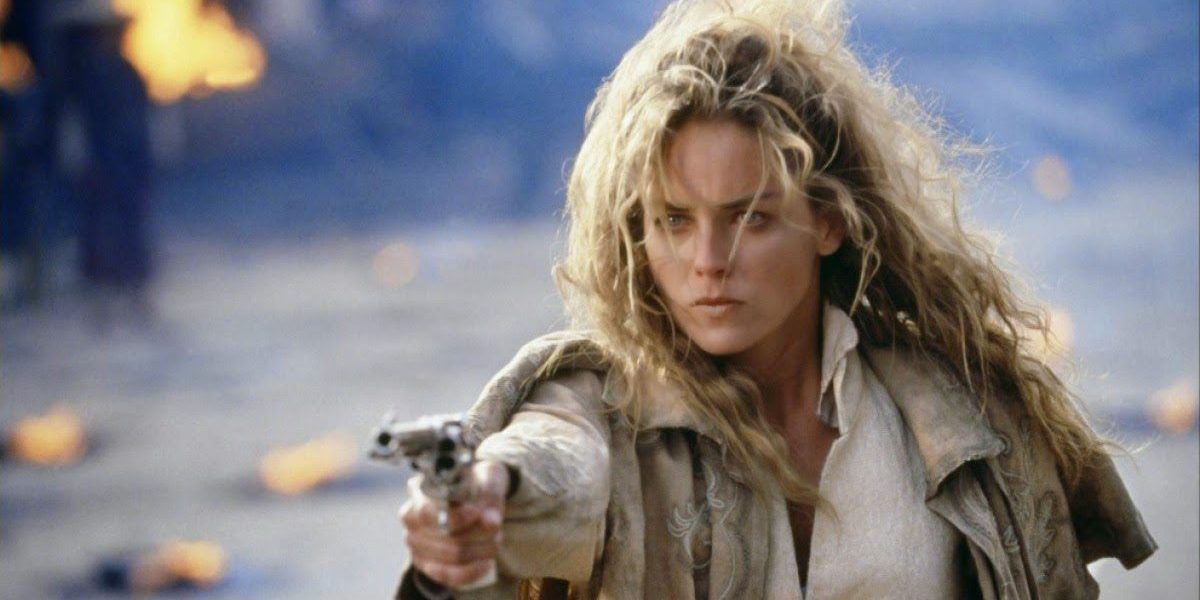 Sharon Stone with gun