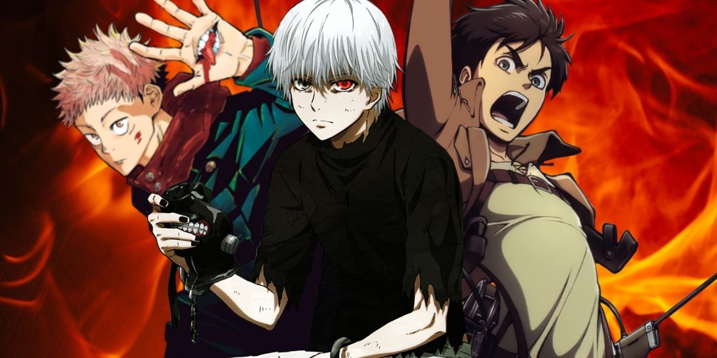 Yuji from Jujutsu Kaisen, Kaneki from Tokyo Ghoul, and Eren from Attack On Titan.