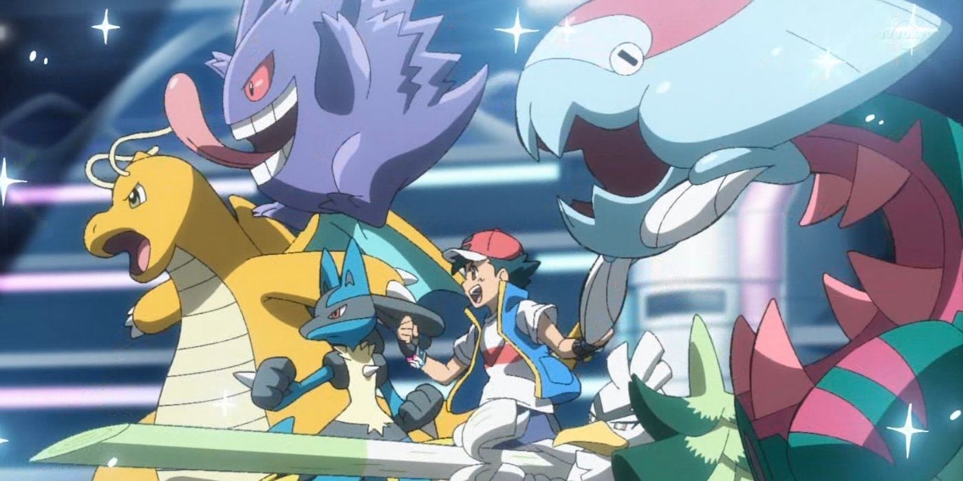 Ash Ketchum and his Journeys team prepare for battle in Pokémon.