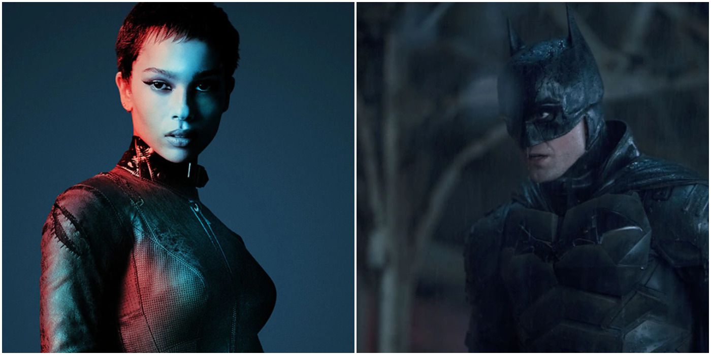 Zoe Kravitz as Catwoman and Robert Pattinson as Batman