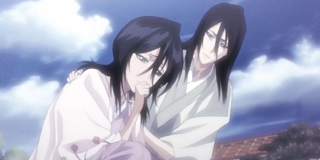 Byakuya and Hisana together in Bleach.