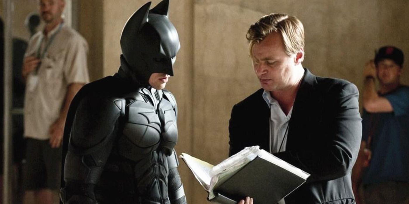 Christopher Nolan on set with Batman