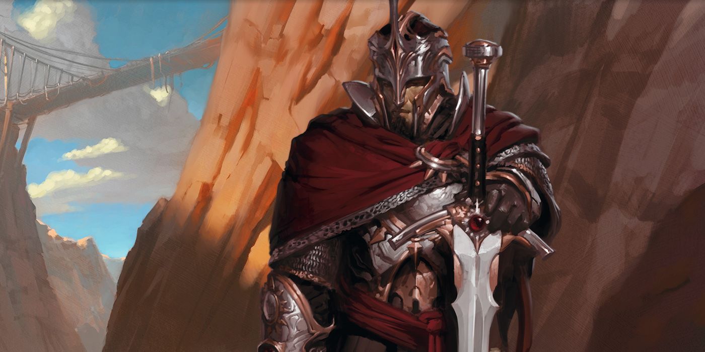 A fighter wearing heavy armor and wielding a greatsword in DnD