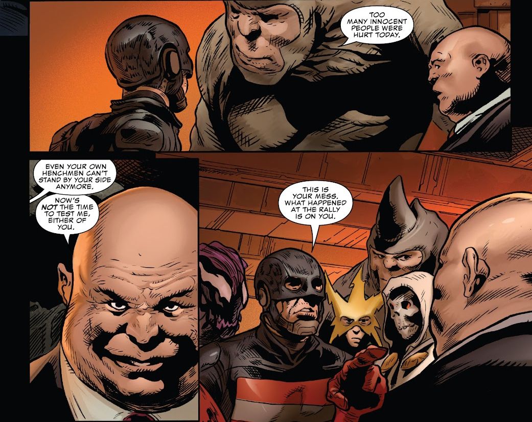 John Walker and Rhino confront mayor Fisk in Devil's Reign: Villains for Hire #3 