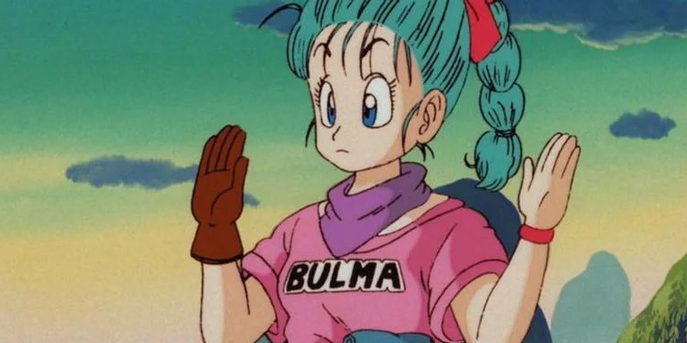 Bulma with her hands up in Dragon Ball
