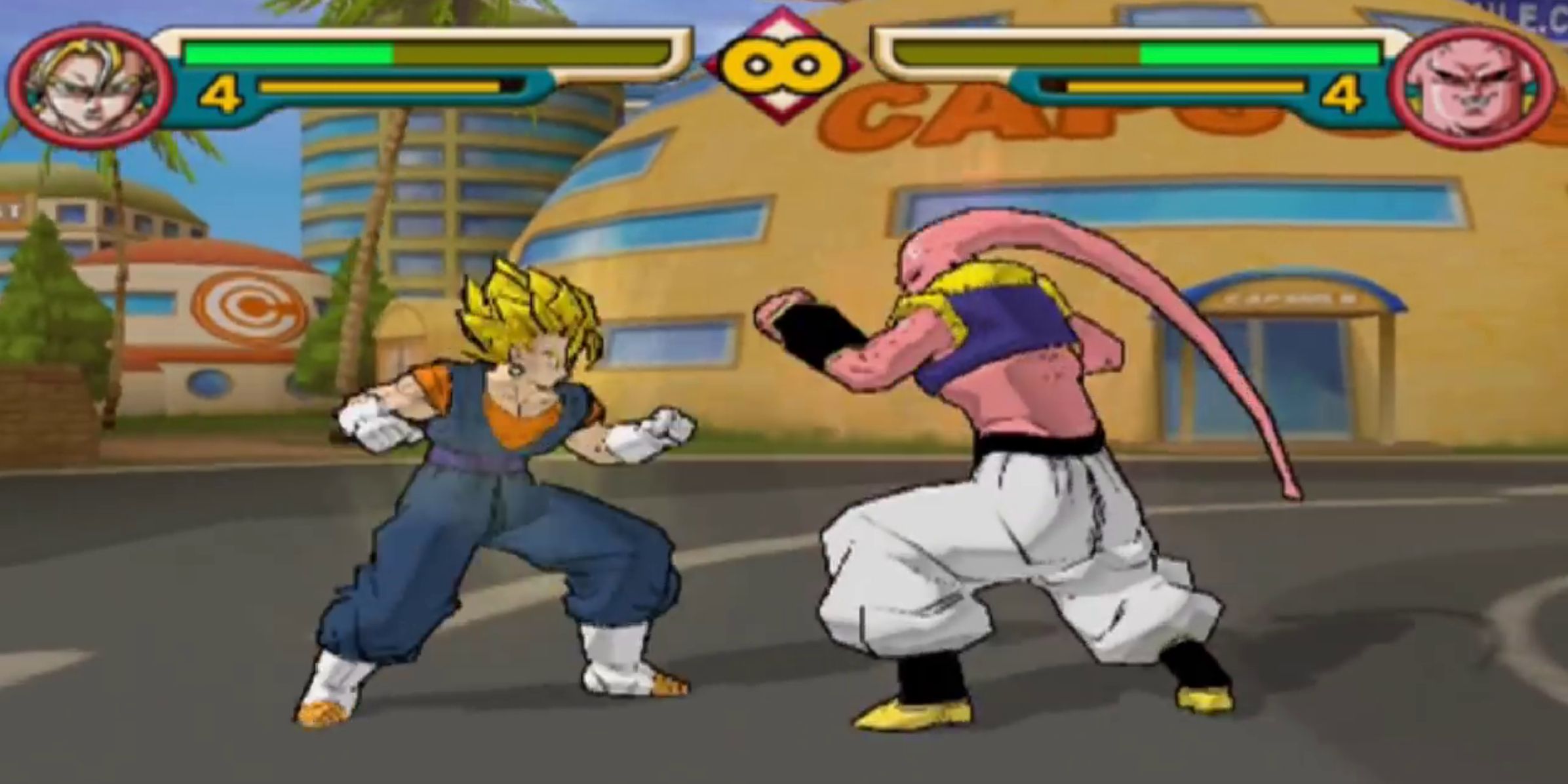 Vegito luta contra Super Buu em Dragon Ball Z: Budokai 2