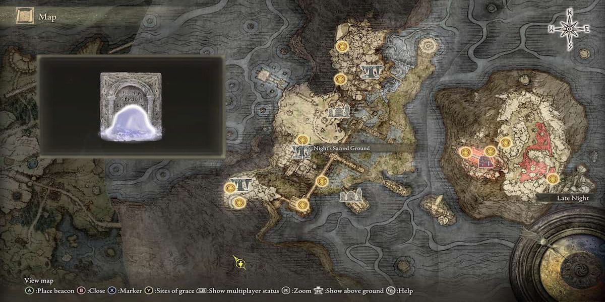 Elden Ring Spirit Ash Mimic Tear and its location on the world map.