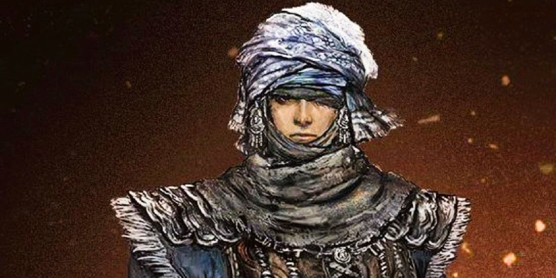 Cropped image of the official artwork for the Warrior class in Elden Ring.