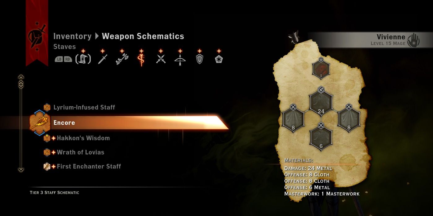 Dragon Age Inquisition Staff Schematics
