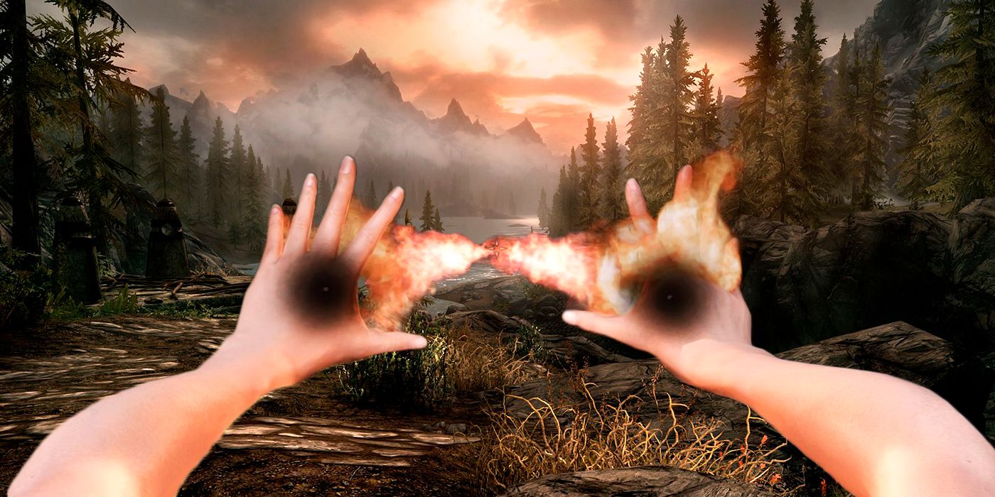 Skyrim Fans Theorize Why All Races Start With Flames Spell   Flame Spell Skyrim 