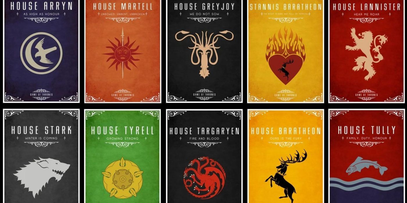 The various sigils for each major House in Westeros.