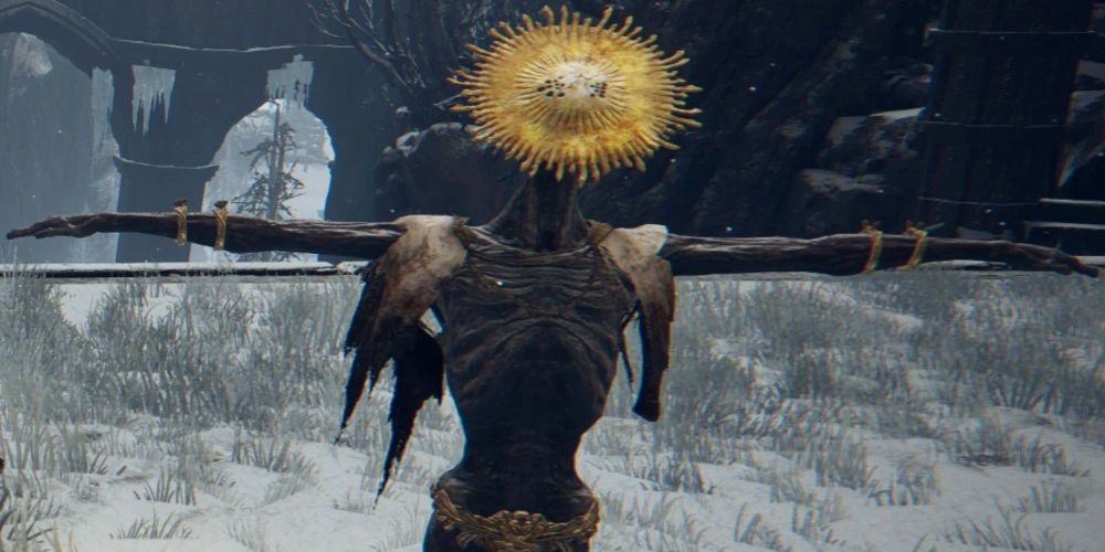 Goldmask in the classic t-pose in Elden Ring
