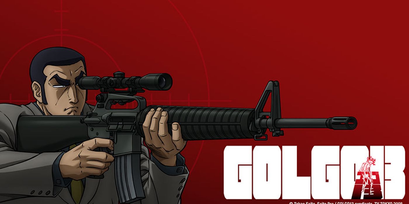 A sniper taking aim on a promotional image of the Golgo 13 anime series