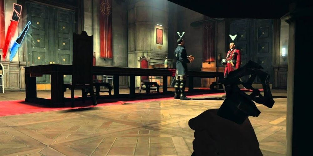 High Overseer Campbell and Geoff Curnow with poisoned wine in Dishonored game