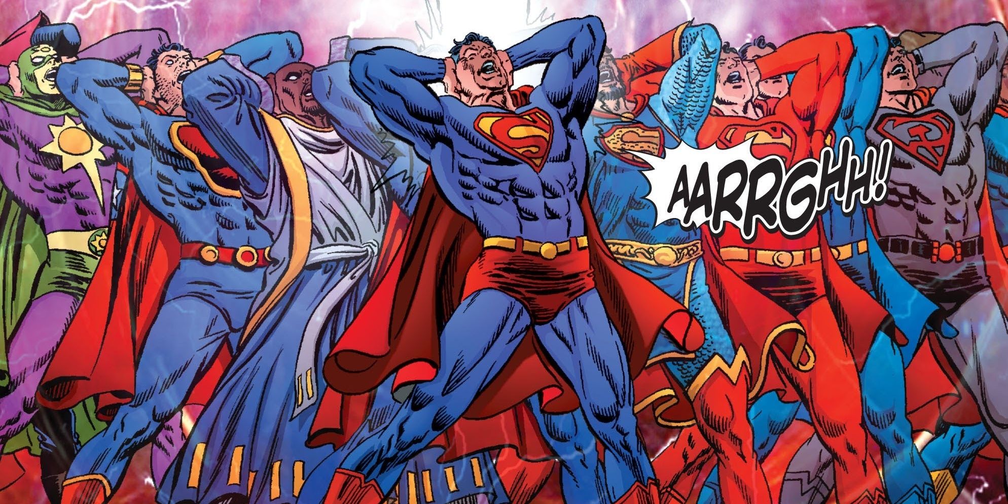 An image of comic art from Infinite Crisis "Superman Panorama"