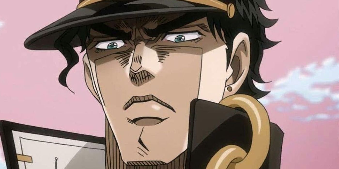 jotaro from Jojo Bizarre Adventure frowning