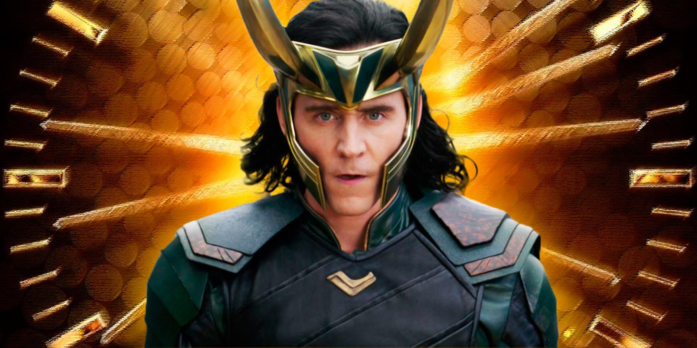 Loki in front of clock