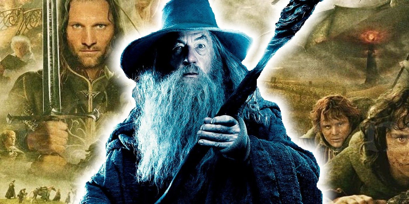 Lord of the Rings Gandalf (with Aragorn, Sam, Frodo and Mordor in the background)