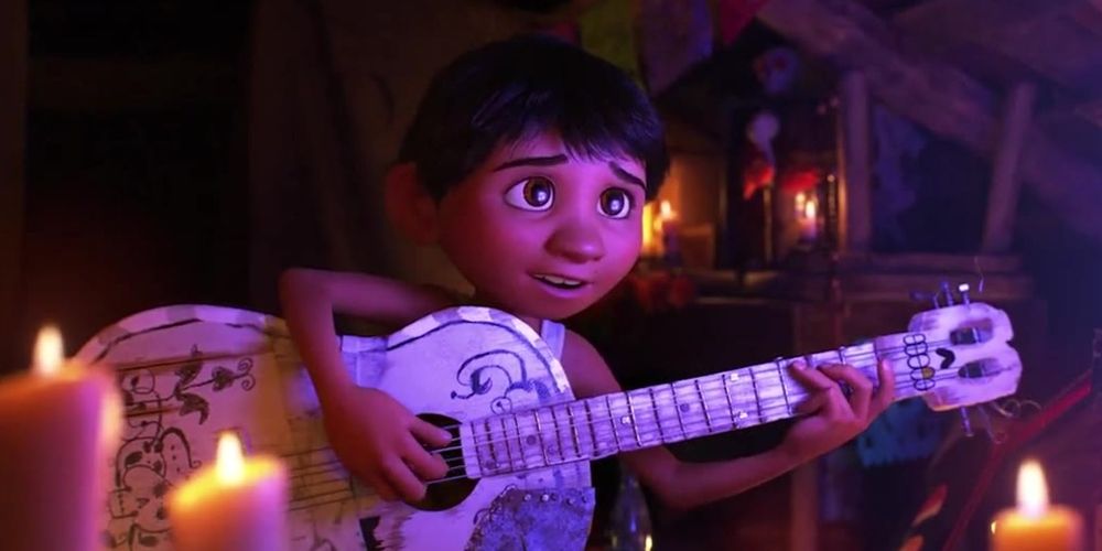 Miguel with his guitar in Coco movie
