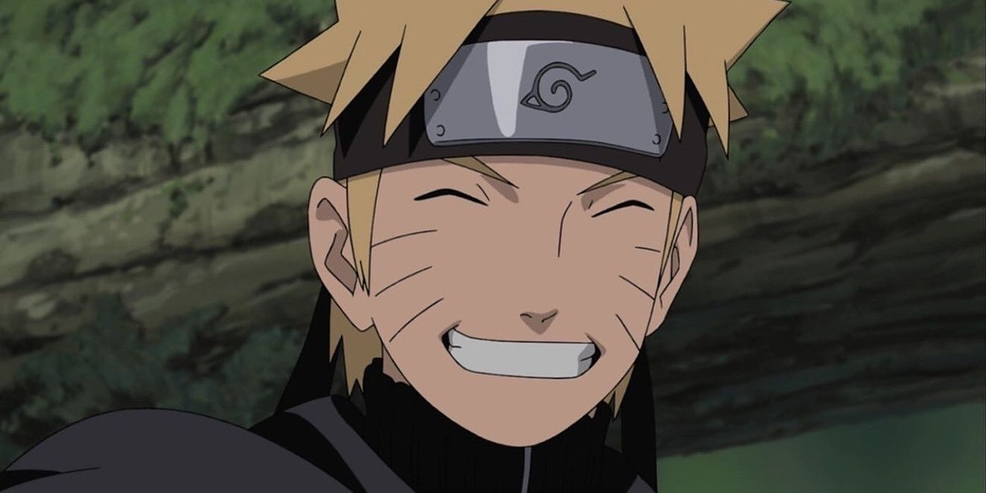 Naruto smiles happily in Shippuden