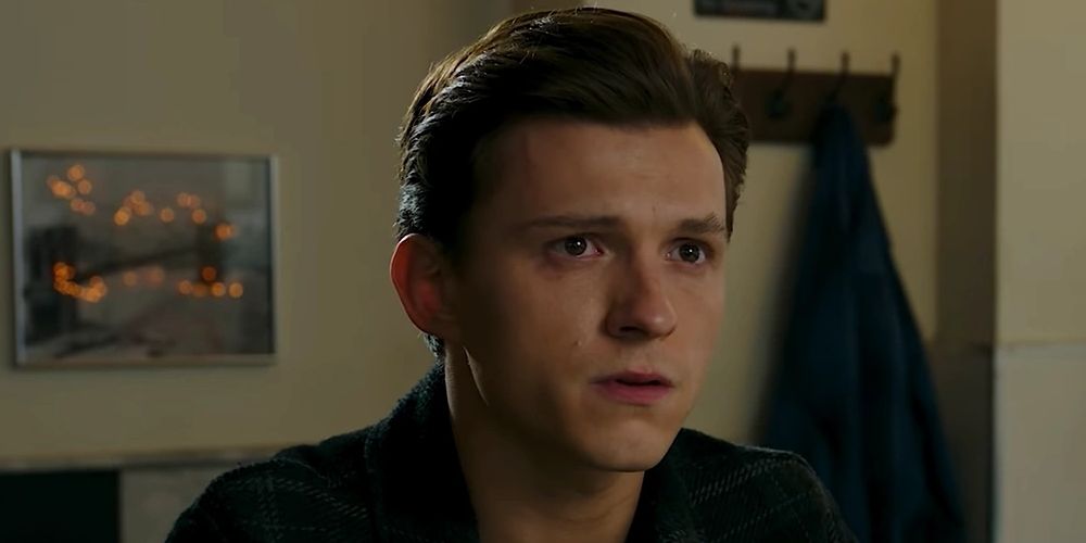 Spider-Man: No Way Home's Peter Parker, looking worried