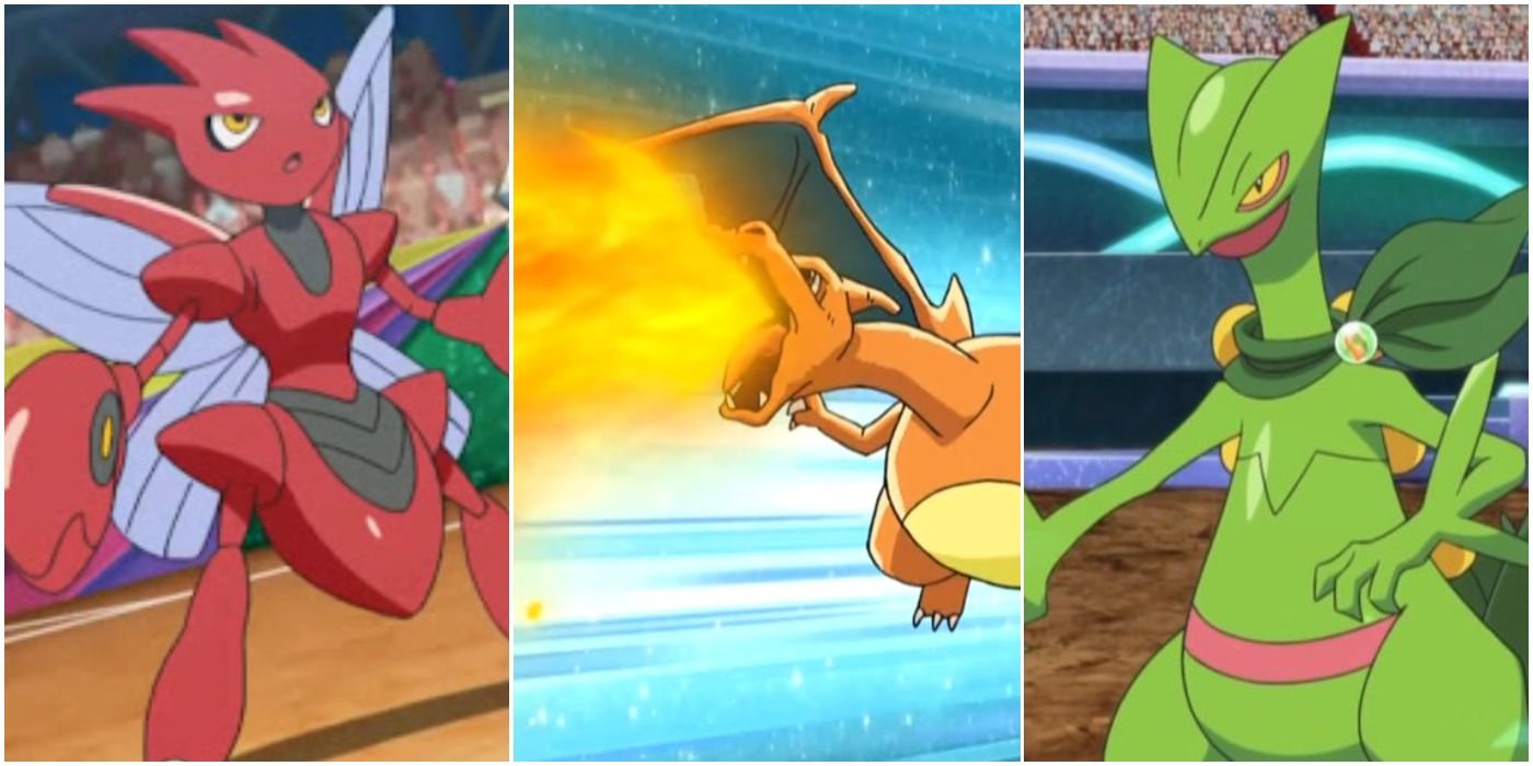 Pokemon that have appeared at Pokemon League competitions on multiple occasions under different trainers, Scizor, Charizard, Sceptile