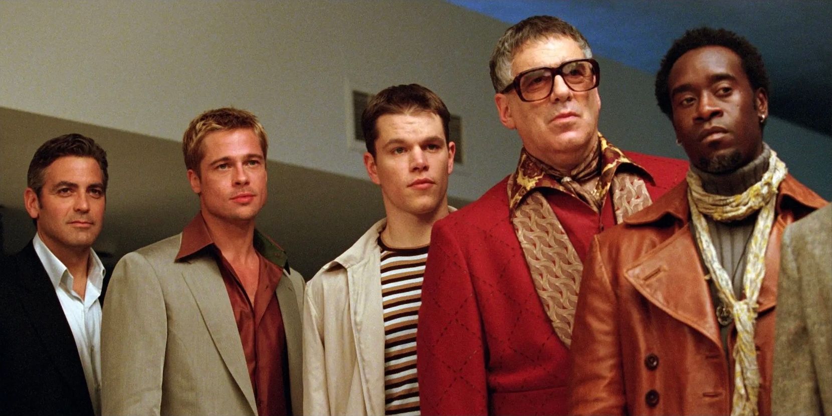George Clooney, Brad Pitt, Matt Damon e o resto da tripulação em Ocean's Eleven