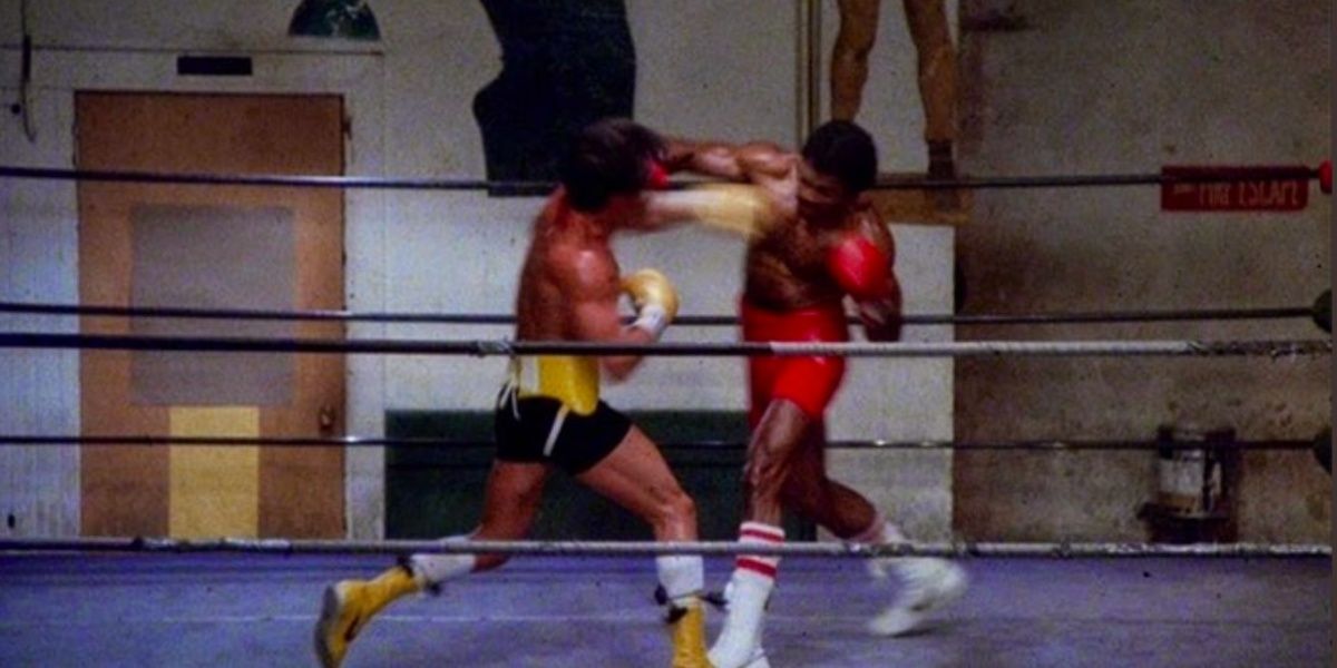 Rocky and Apollo fight at the end of Rocky III.