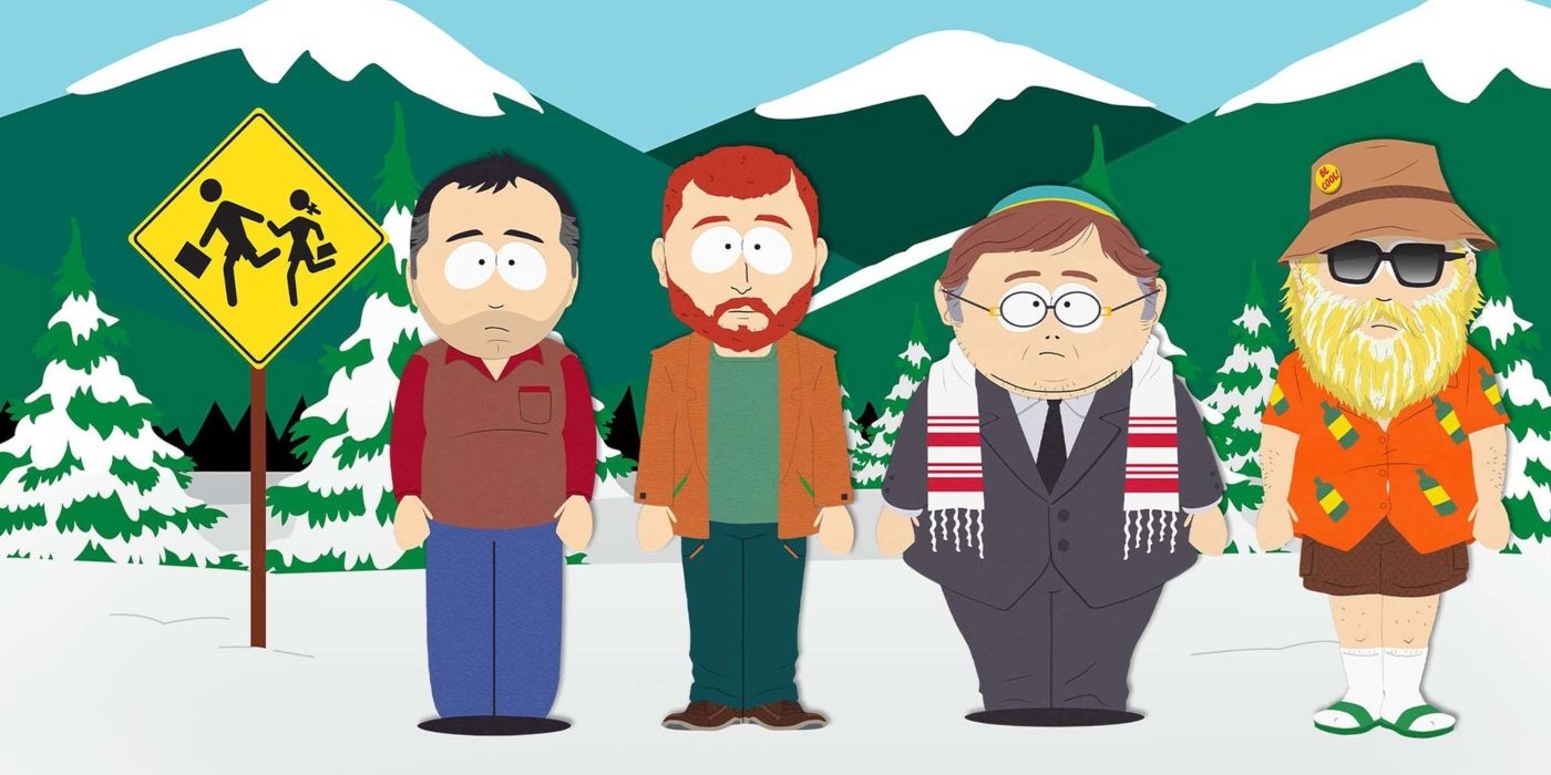 Stan, Kyle, Kenny e Cartman como adultos em South Park: Especial pós-Covid